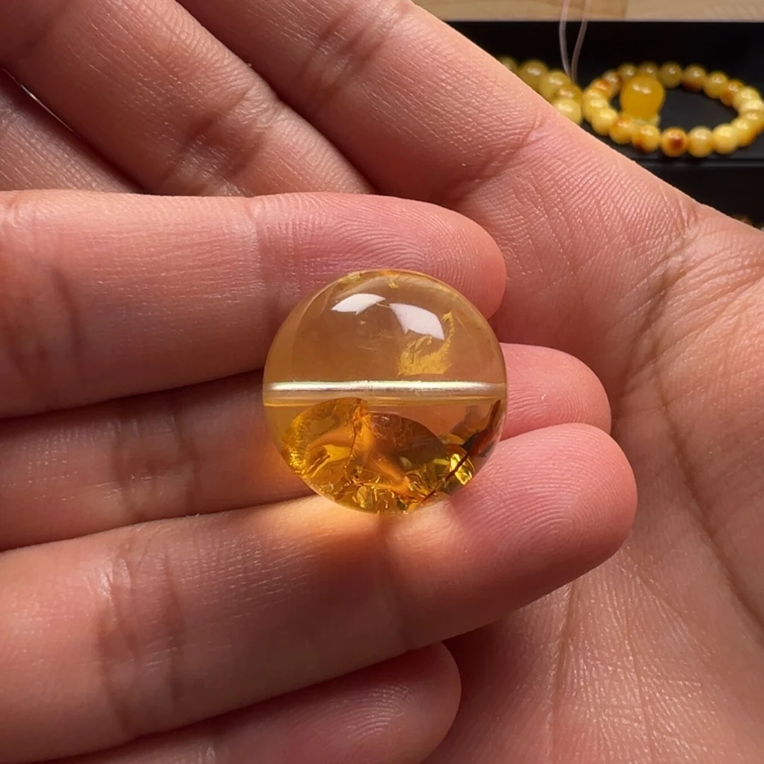 琥珀（花珀）颈饰未镶嵌圆珠（18mm+）
