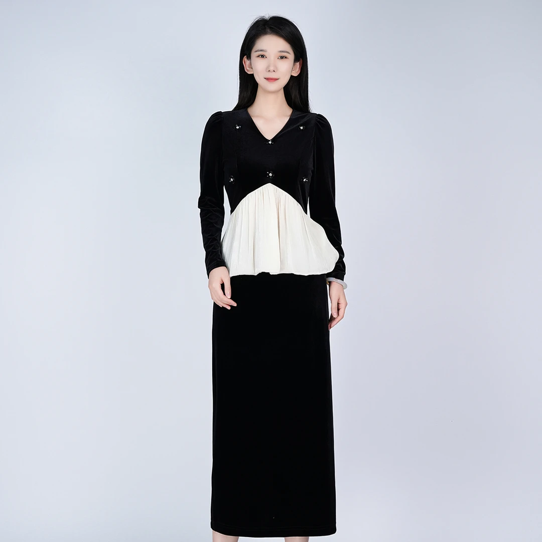浒城古娘秋季气质丝绒舒适显瘦时尚女套装WH05007231+WK05007231