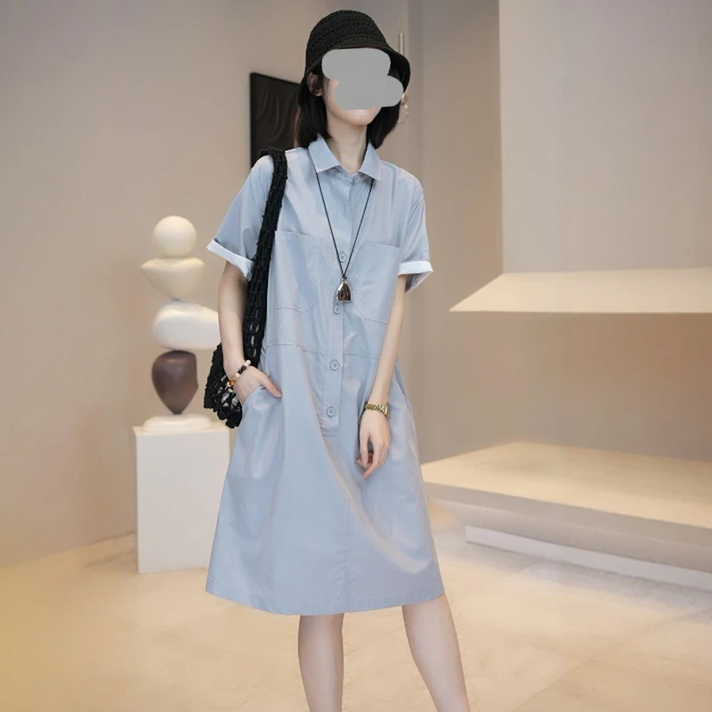 2025夏季气质减龄polo领工装小众连衣裙女休闲女士修身显瘦中长款