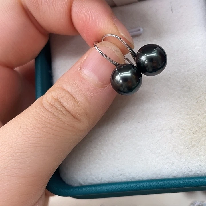 银S925镶嵌海水珍珠耳饰