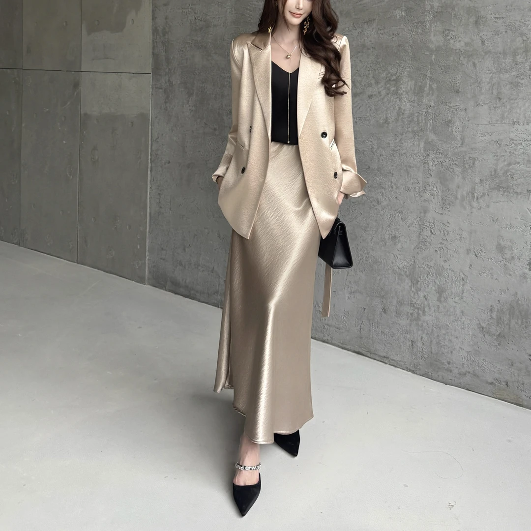 【ZACOCO】法式高腰缎面鱼尾裙半身裙 2524