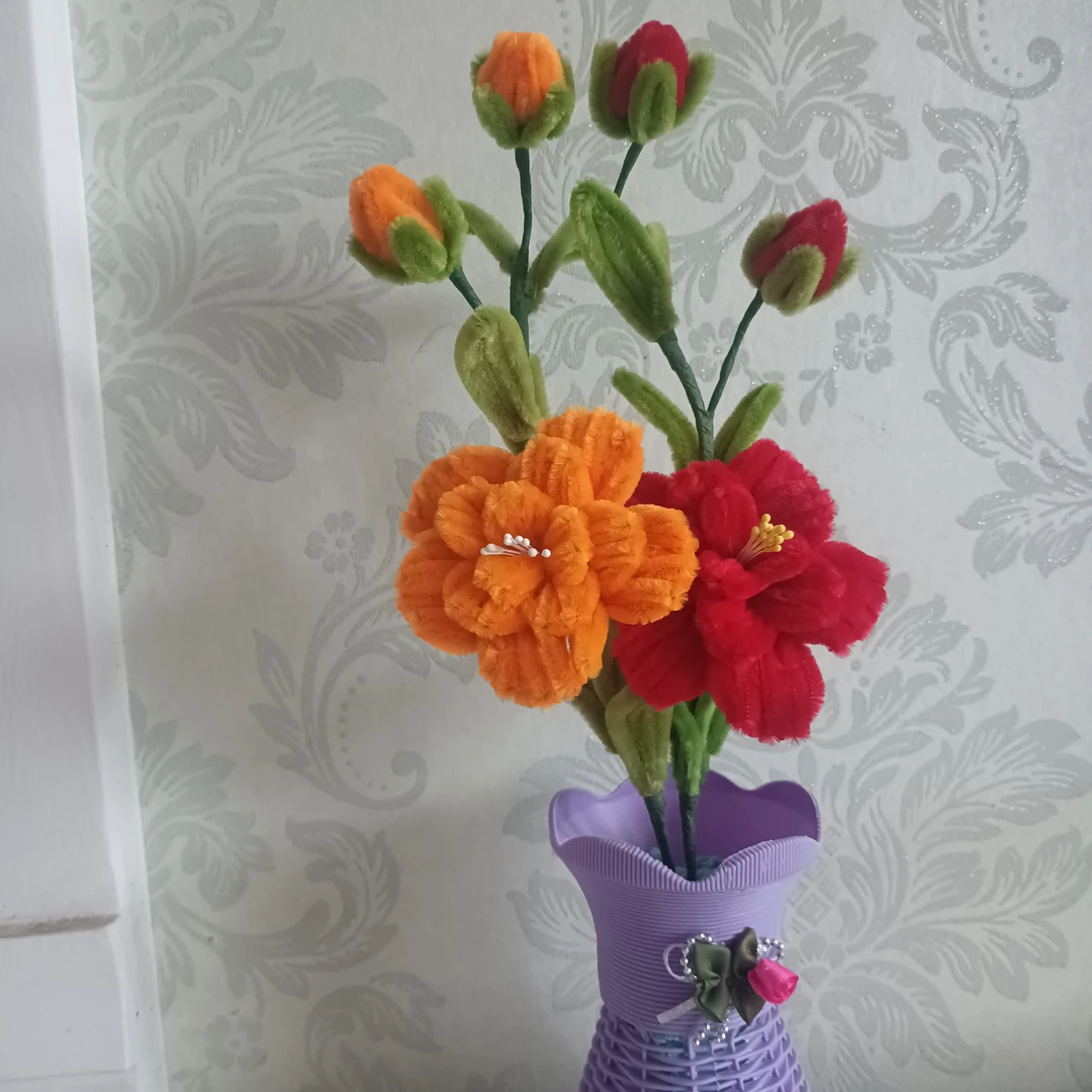 超好看的手工扭扭棒成品仿真山茶花