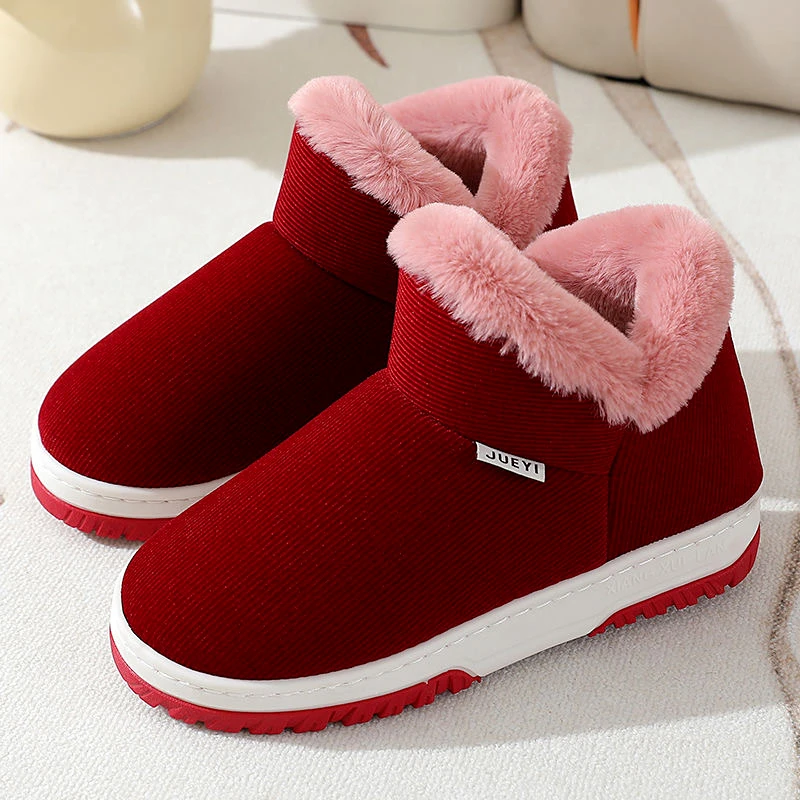 中老年人棉鞋室内外穿防滑包跟厚底居家用加绒雪地靴妈妈手工棉鞋