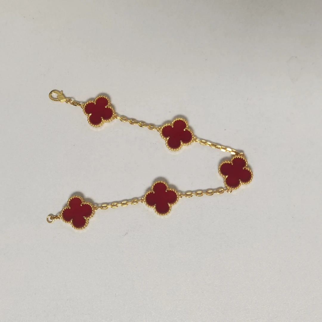 18k金花草系列15mm红玛瑙大五花手链经典