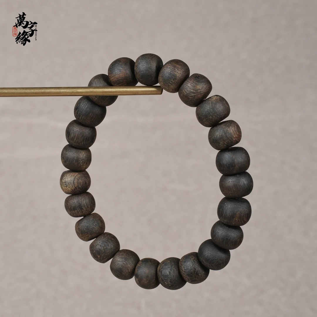 沉香 万字缘 沉香海南尖峰岭莺歌绿奇楠11mm苹果珠单圈手串99沉