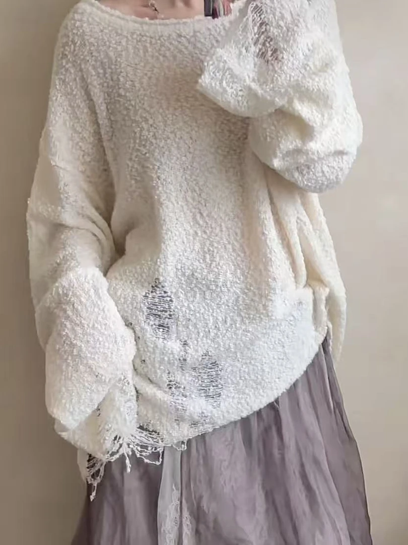 NatureDye【美侖美奂】ES353545植物染侘寂风松弛文艺羊毛套头衫
