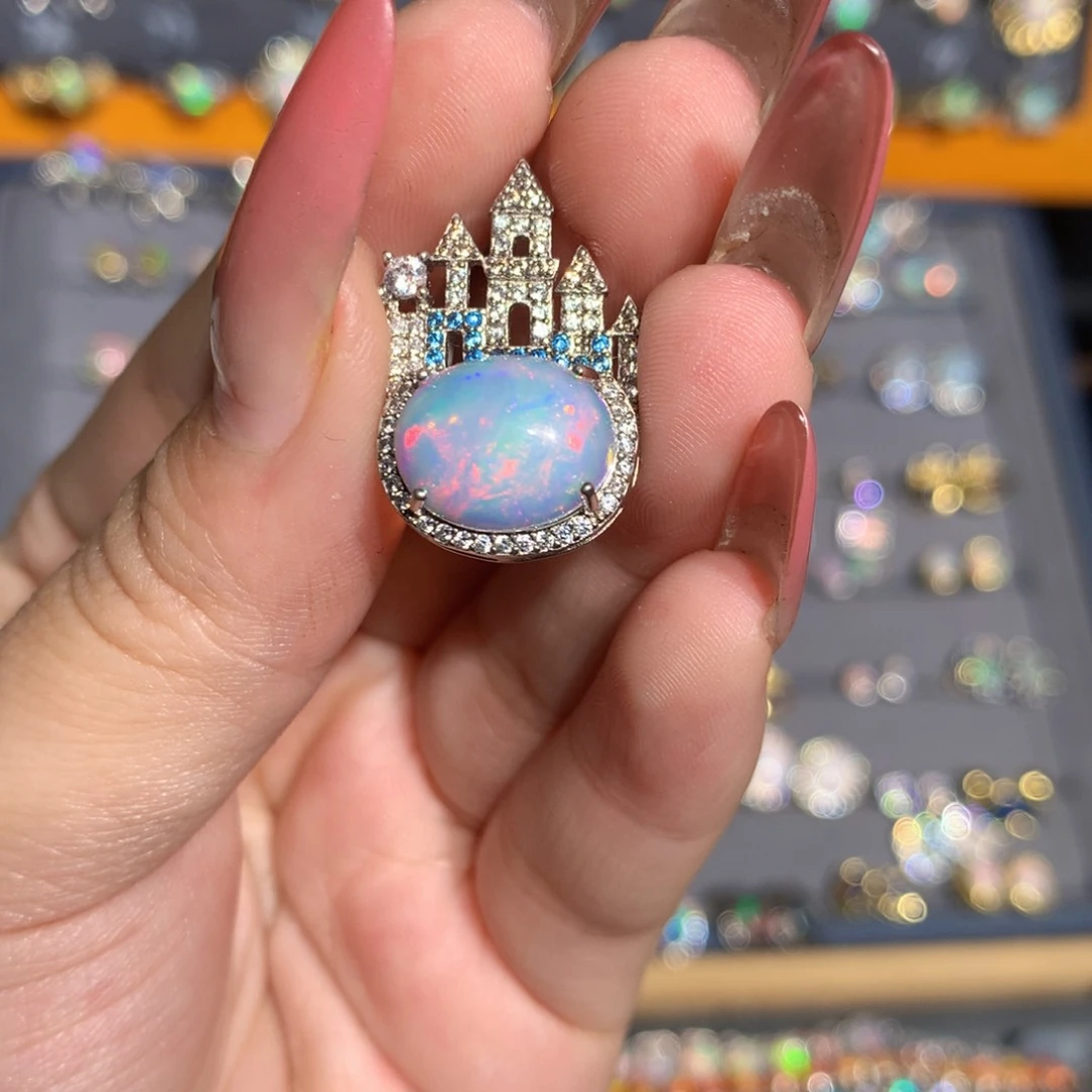 银S925镶嵌欧泊欧泊吊坠l