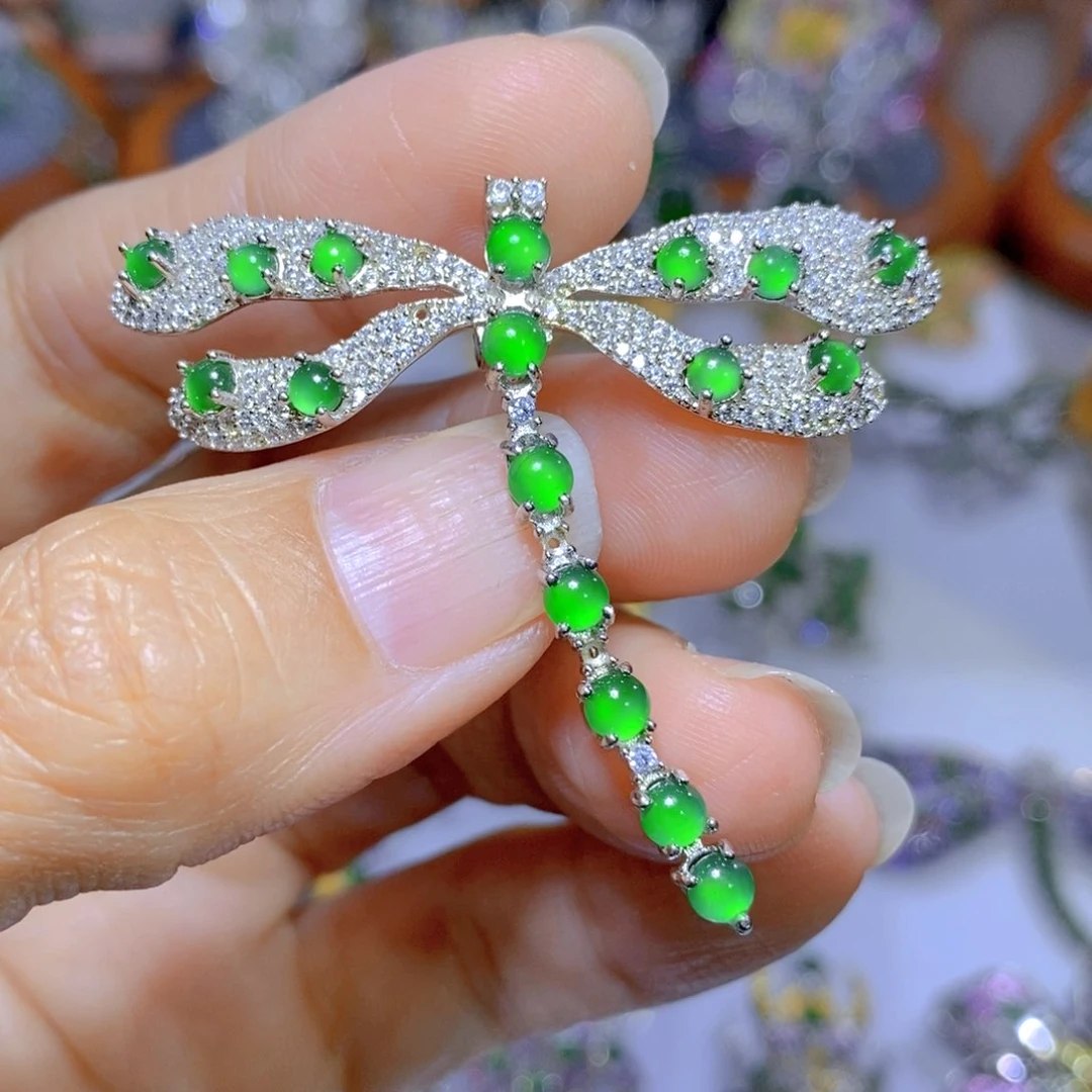 翡翠颈饰银S925镶嵌天然翡翠