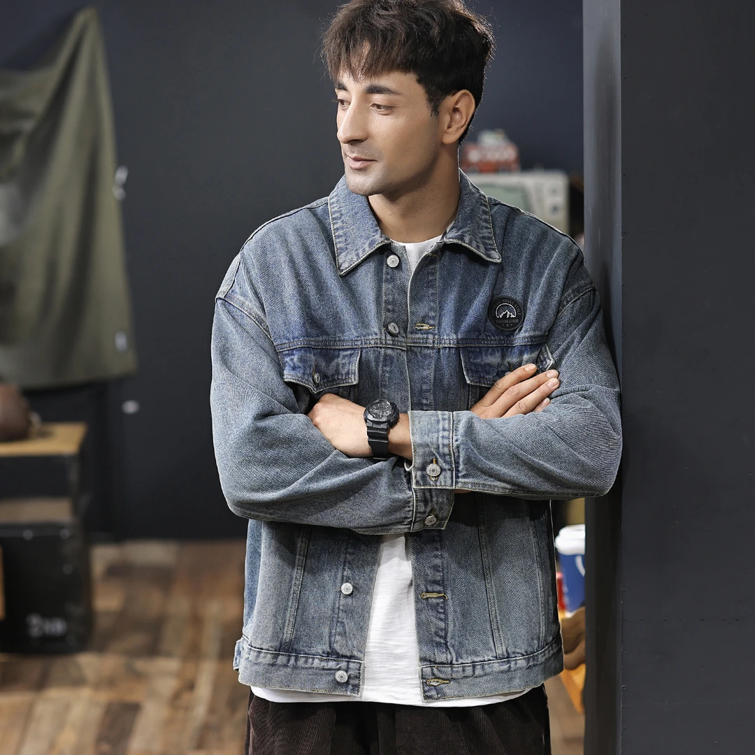 MR.MUDI/穆迪先生美式牛仔外套男士秋季新款潮牌休闲工装夹克上衣