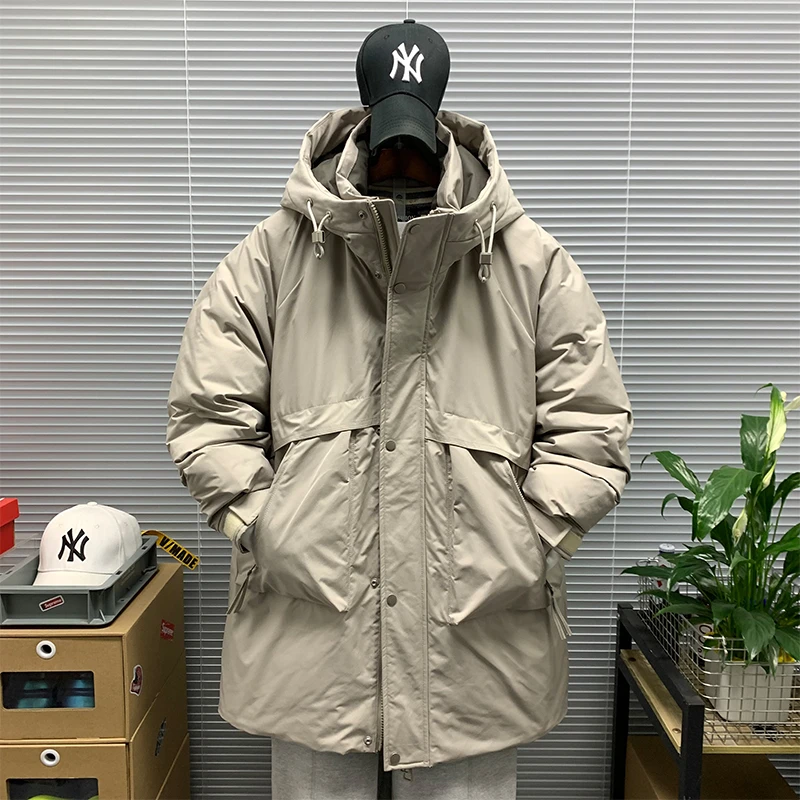 羽绒服外套男款冬季新款中长款防风保暖连帽休闲潮牌派克羽绒夹克