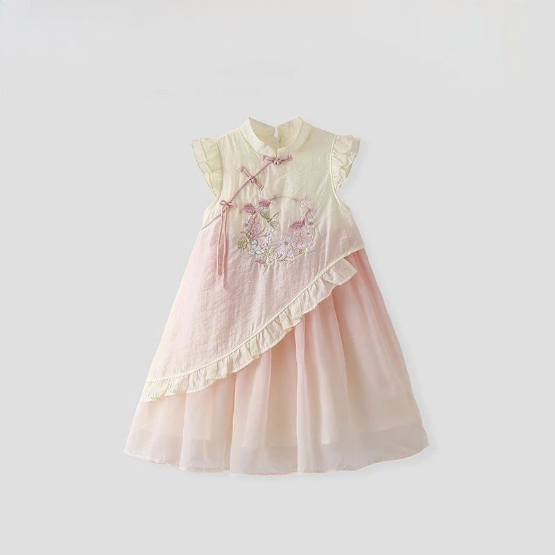 女童汉服夏装2025新款洋气夏季中式公主甜美儿童宝宝连衣裙清新