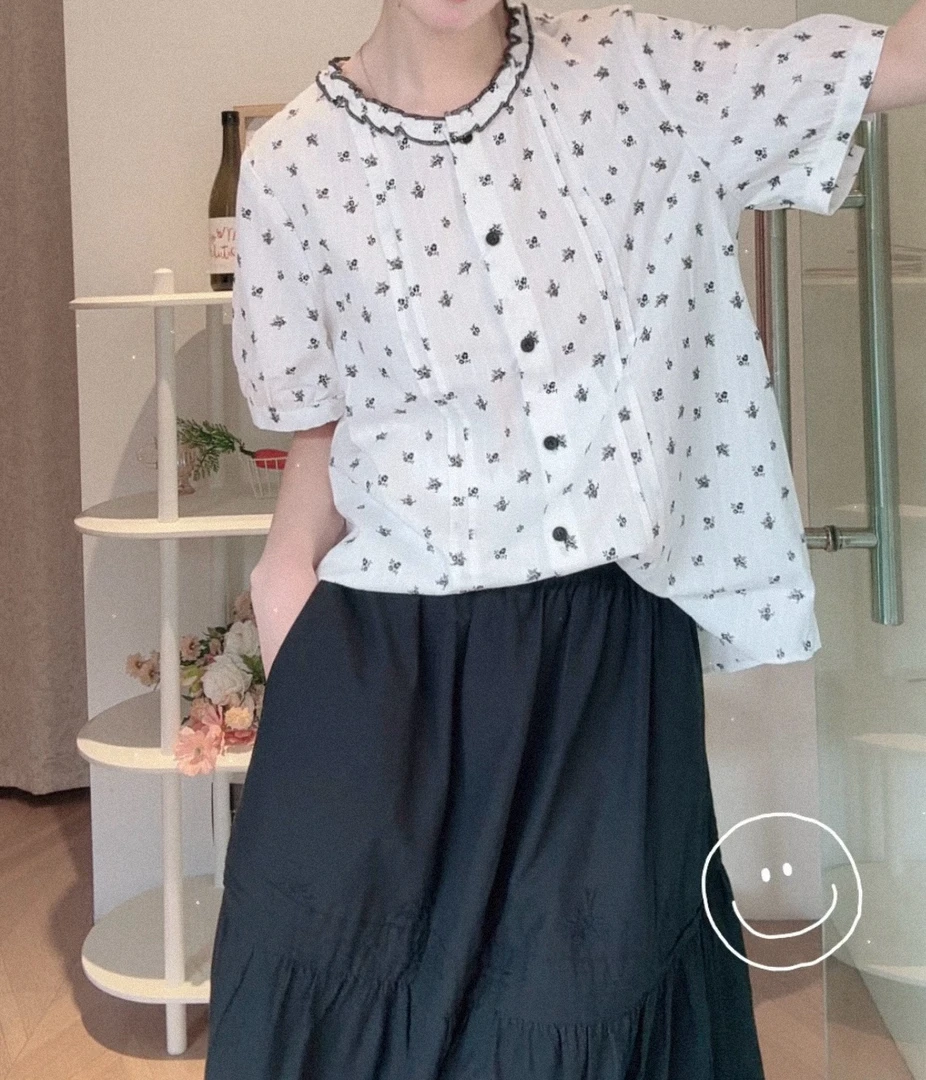 【杭州S姐 精品女装】条纹提花印花衬衫03074