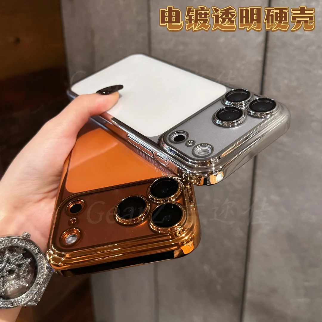 适用苹果17promax电镀透明PC全包手机壳iphone17简约超薄网红硬壳