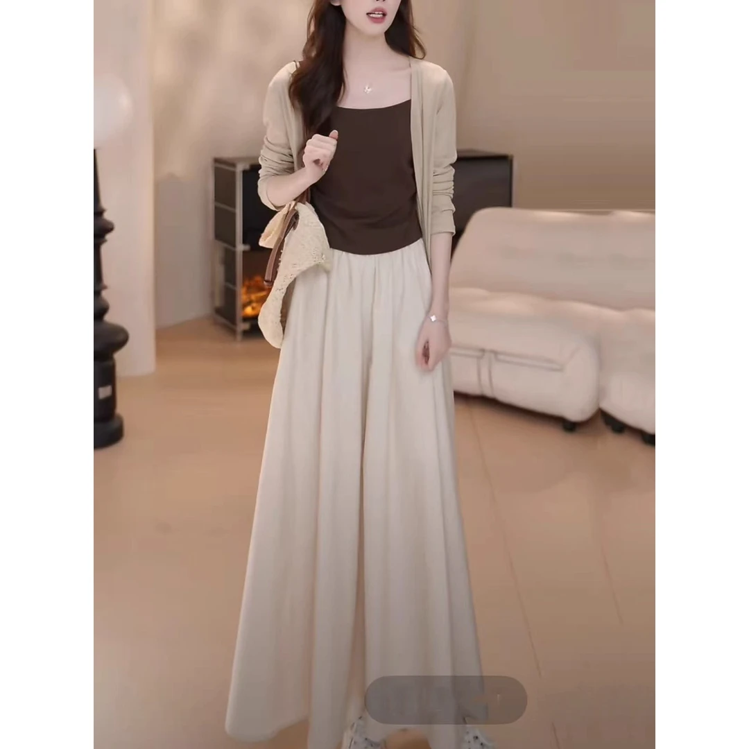 复古温柔风上衣套装女2025秋季吊带开衫半身裙三件套气质女装裙子