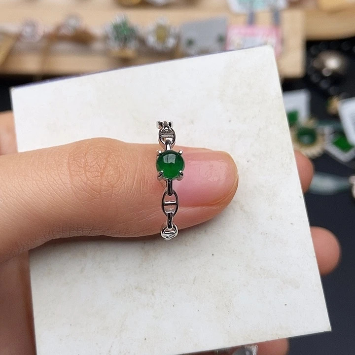 翡翠银S925镶嵌戒指