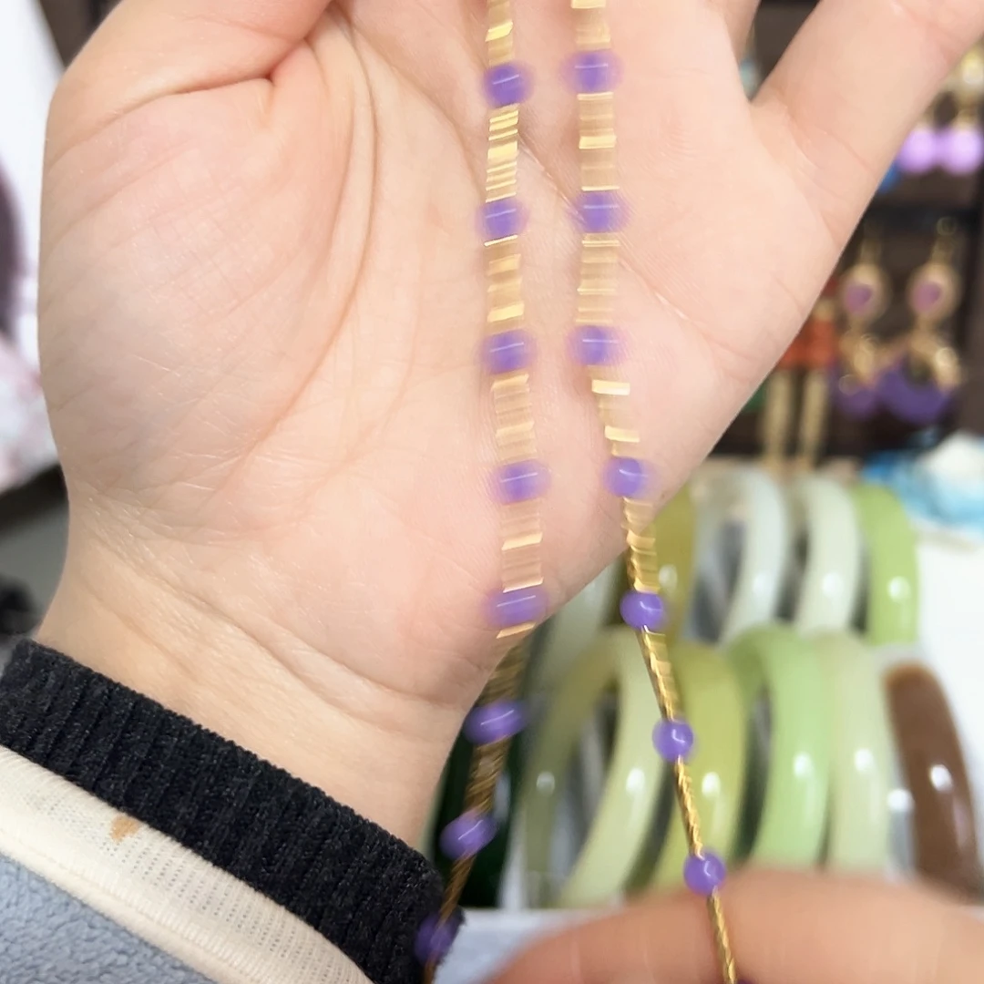 银S925镶嵌翡翠耳饰紫色