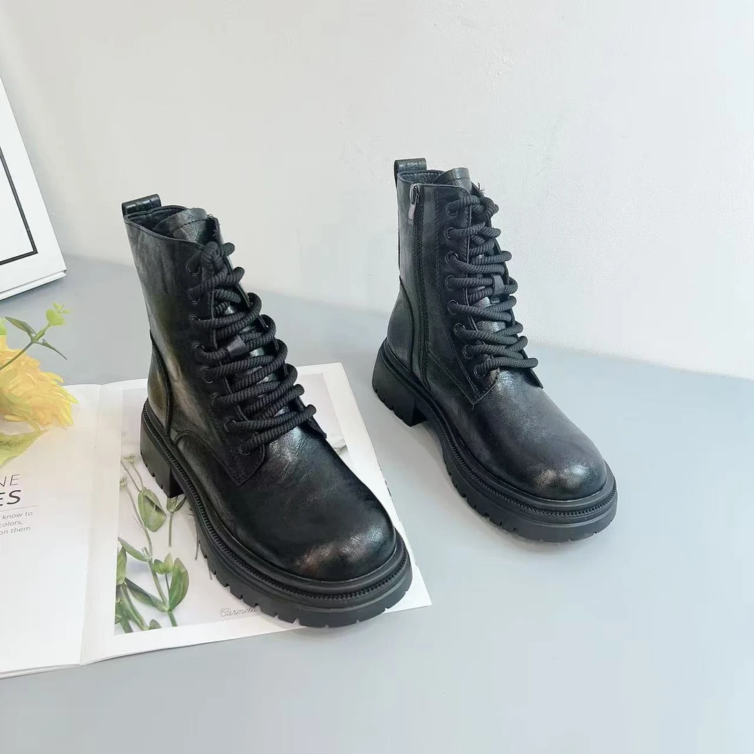 1516 《暖洋洋》冬季新款时尚休闲百搭厚底英伦风韩版马丁靴加绒