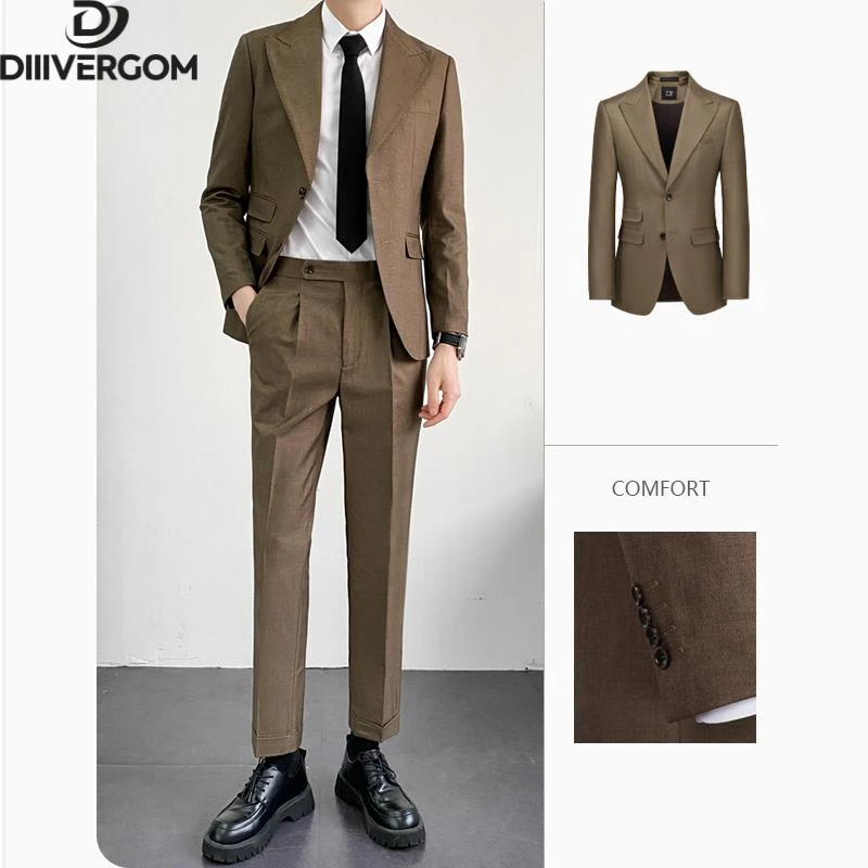 DIIIVERGOM轻奢痞帅SOUNOS意式那不勒斯西装套装男士通勤商慵懒风