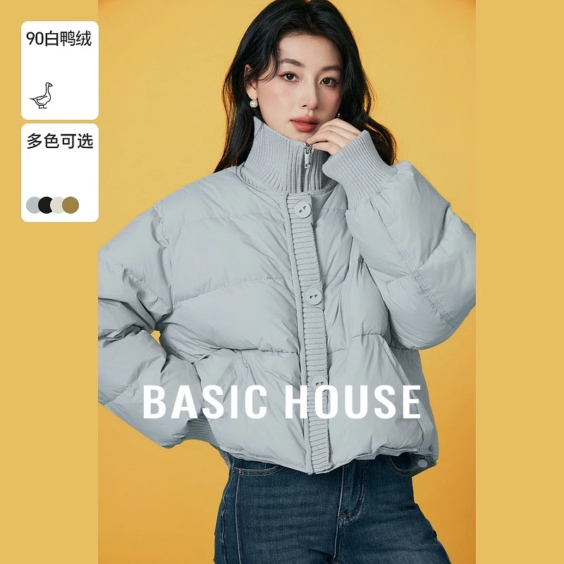 Basic House/百家好冬季加厚保暖面包服短款羽绒服女-B06245I9622