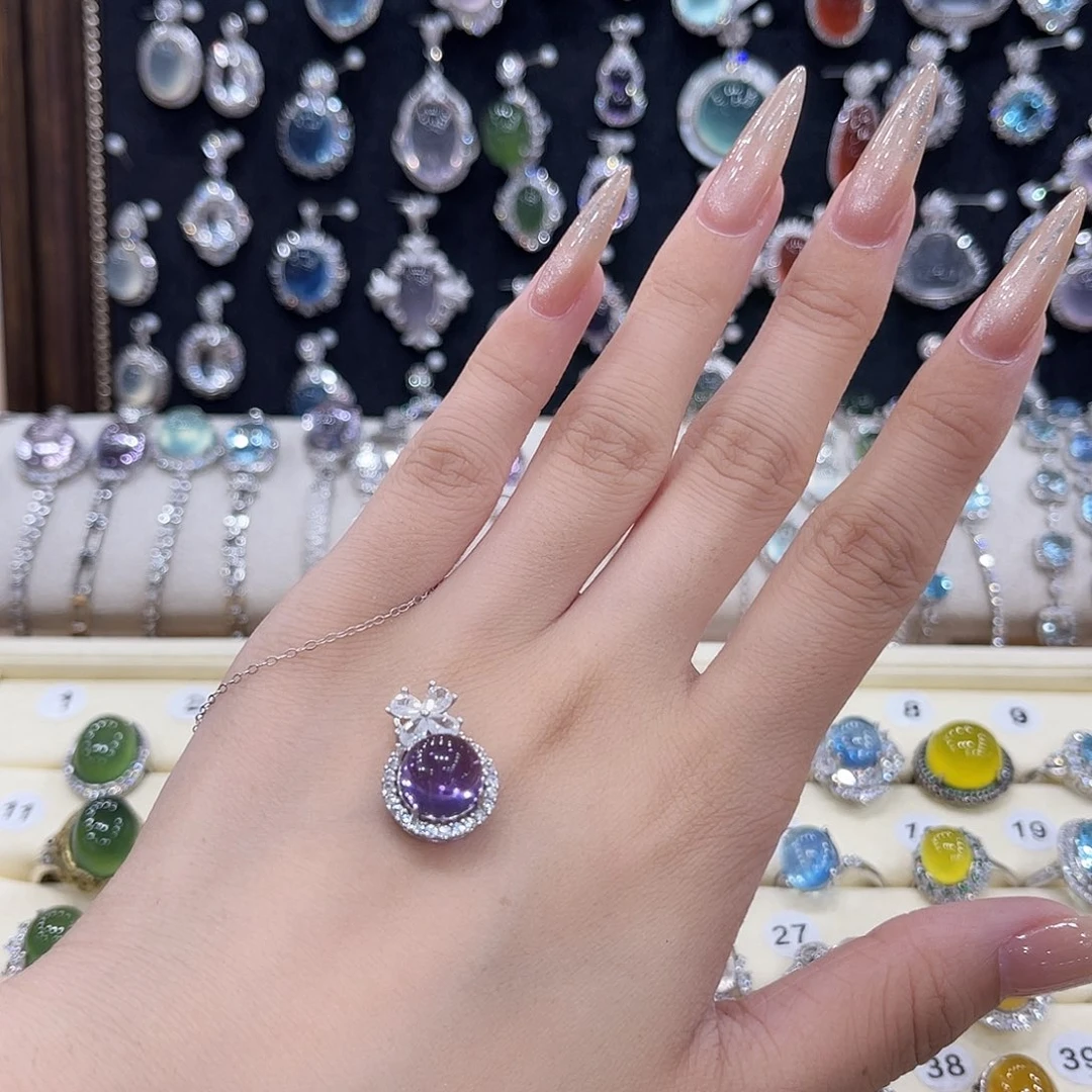 岫玉银S925镶嵌吊坠允*