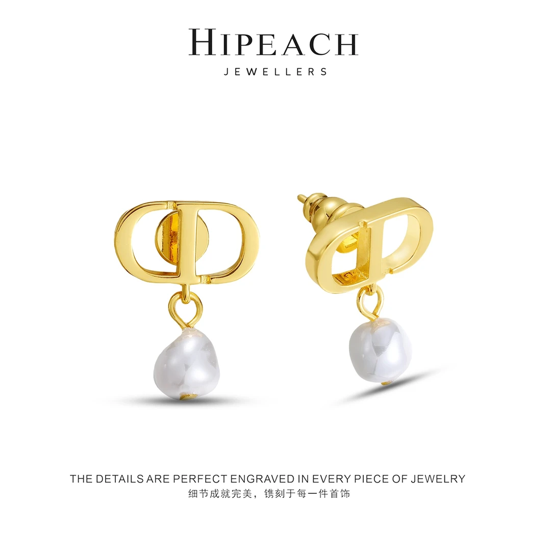铜合金耳饰 镀K金珠珠 简约猪鼻耳钉HTMY0003