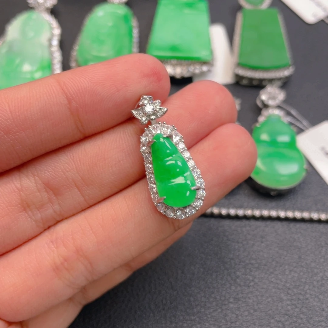 翡翠银S925镶嵌吊坠(不含链)