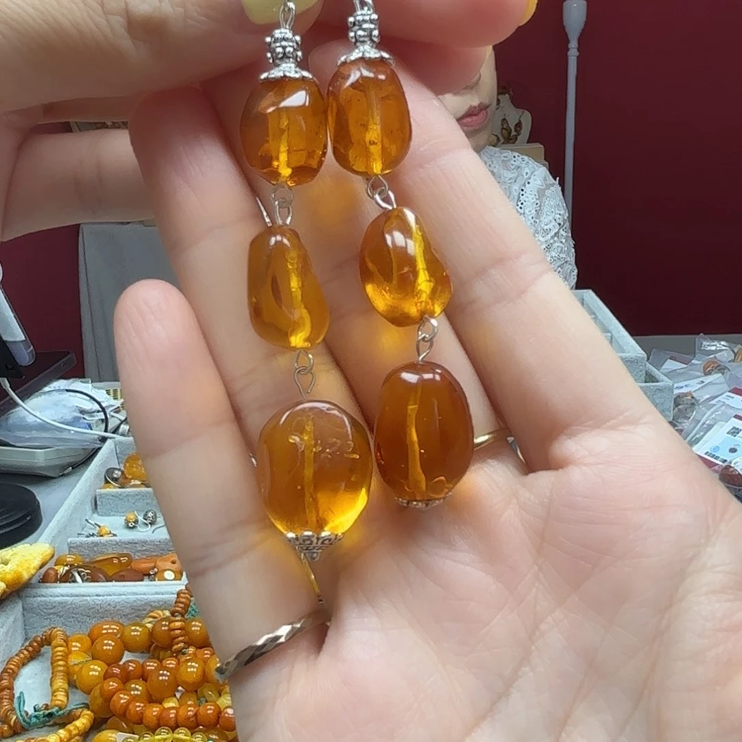 未镶嵌琥珀耳饰耳坠