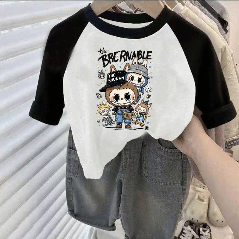 男童帅气拉布布T恤长袖2025秋季新款儿童女宝宝卡通拼接袖打底衫t