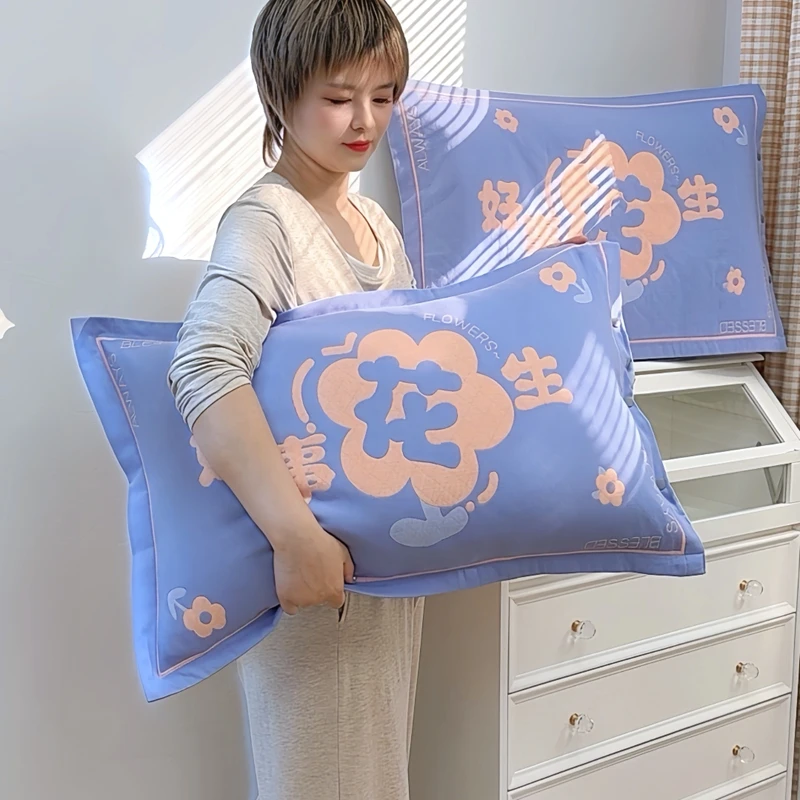 【粉丝大回馈】按扣款纯棉纱布枕套隔油隔汗成人枕套48*74cm/一对装