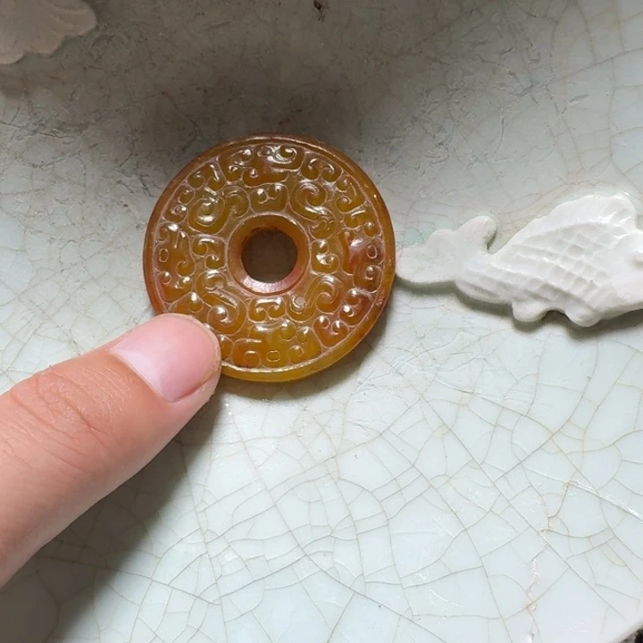 @***y瓷片双鱼青瓷开片大碗