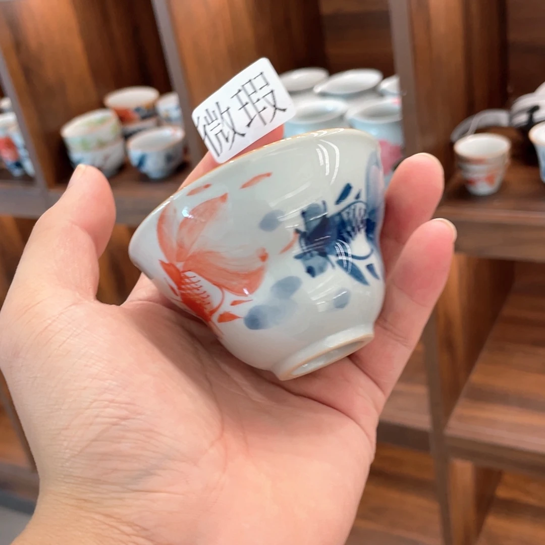 釉下手绘茶具微瑕