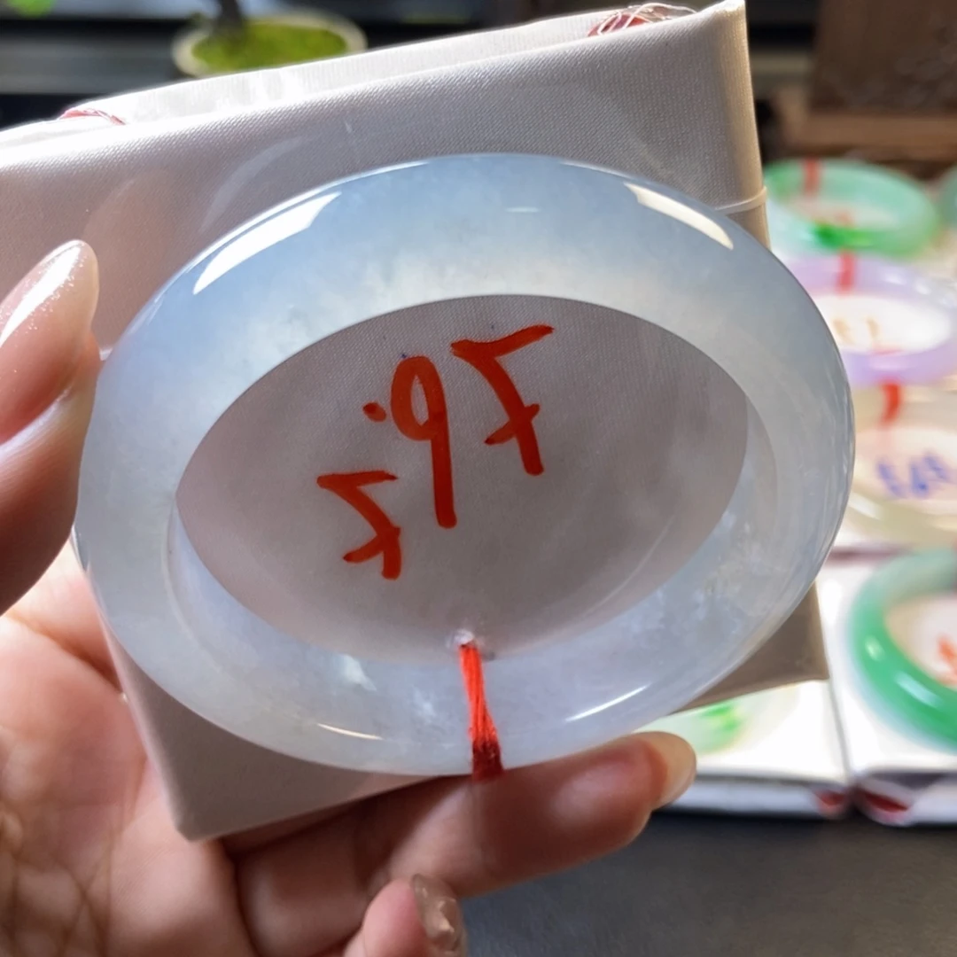 翡翠未镶嵌手镯26冰透白冰种水