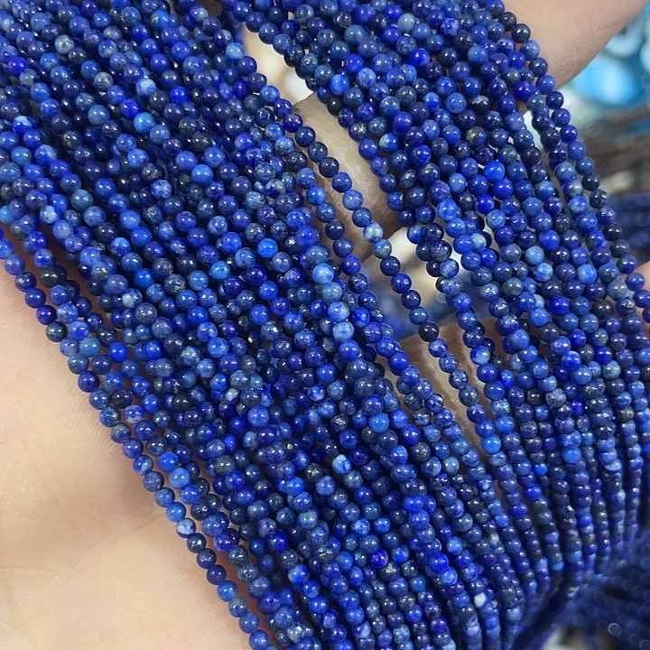 玛瑙/玉髓合金珠宝半成品一条2mm青金石圆珠