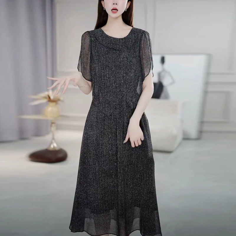 轻奢气质优雅高贵夏季法式裙子女装新款爆款洋气中长款显瘦连衣裙