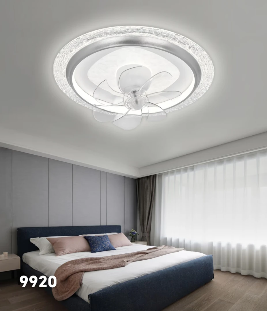 智能语音360°摇头静音风卧室吸顶风扇灯餐厅书房现代简约