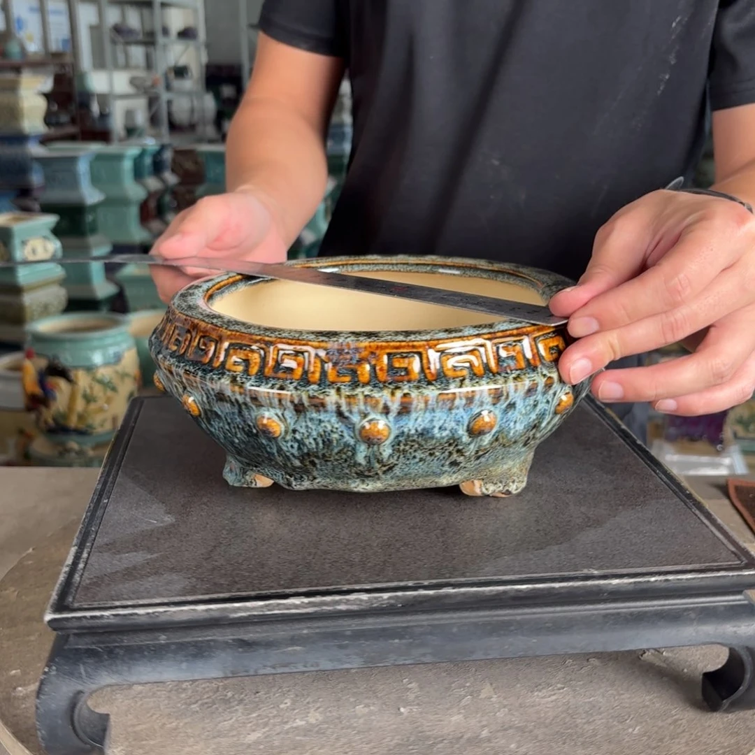 。一风堂石湾花盆 内17*7盆口收缩