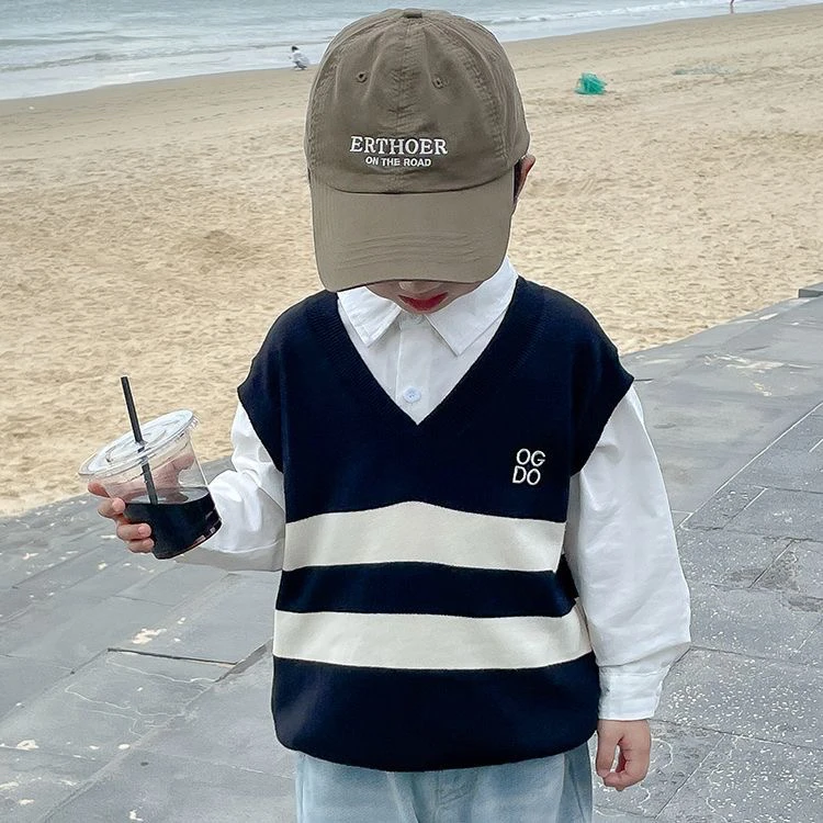 男童毛线套头马甲2025外穿韩国儿童学院风休闲针织背心外套潮宝宝