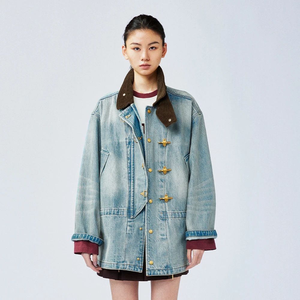UOOYAA/乌丫2025春季新款「New Vintage」飞机扣牛仔夹克外套 7165