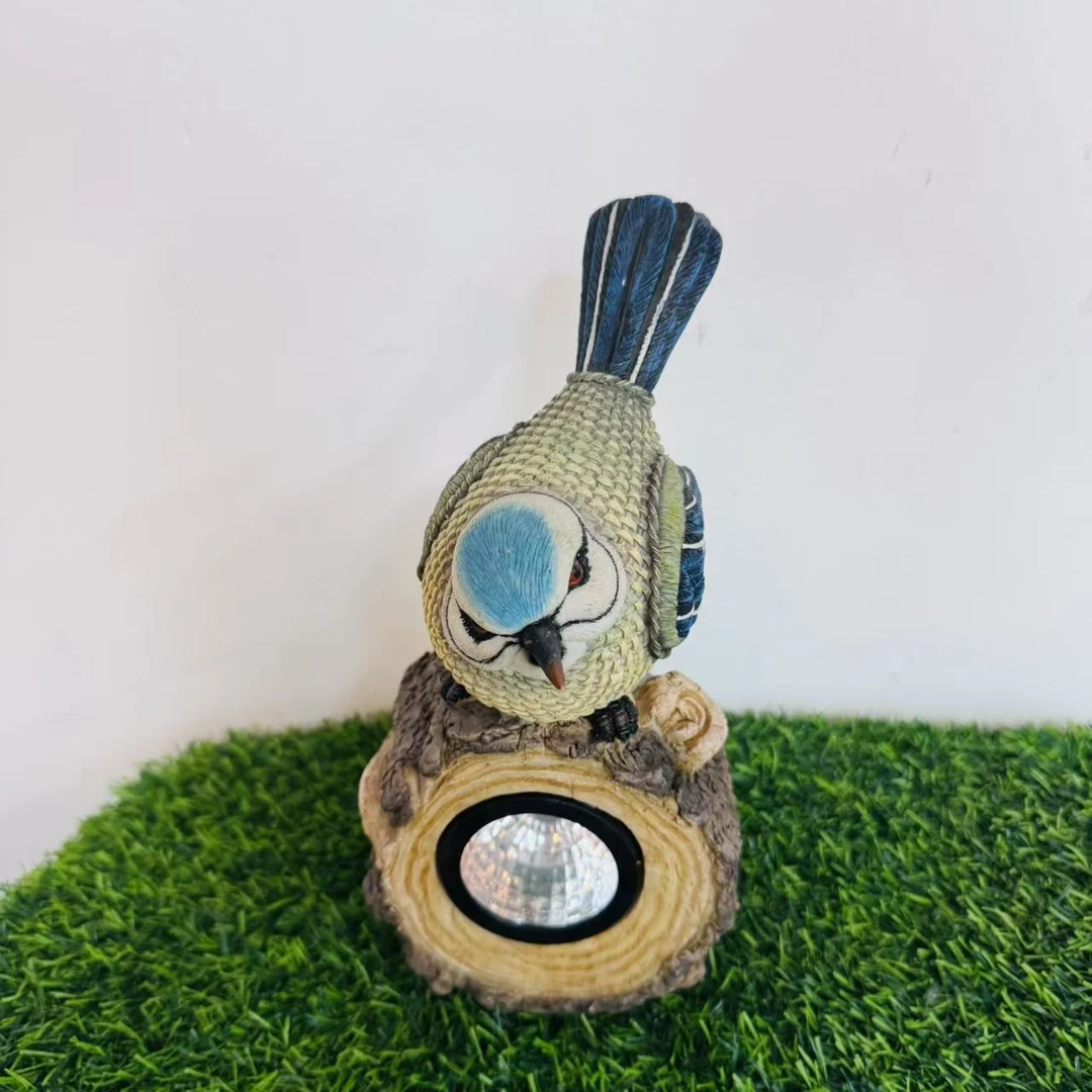 太阳能小鸟景观灯别墅花园庭院户外造景仿树桩麻雀装饰摆件