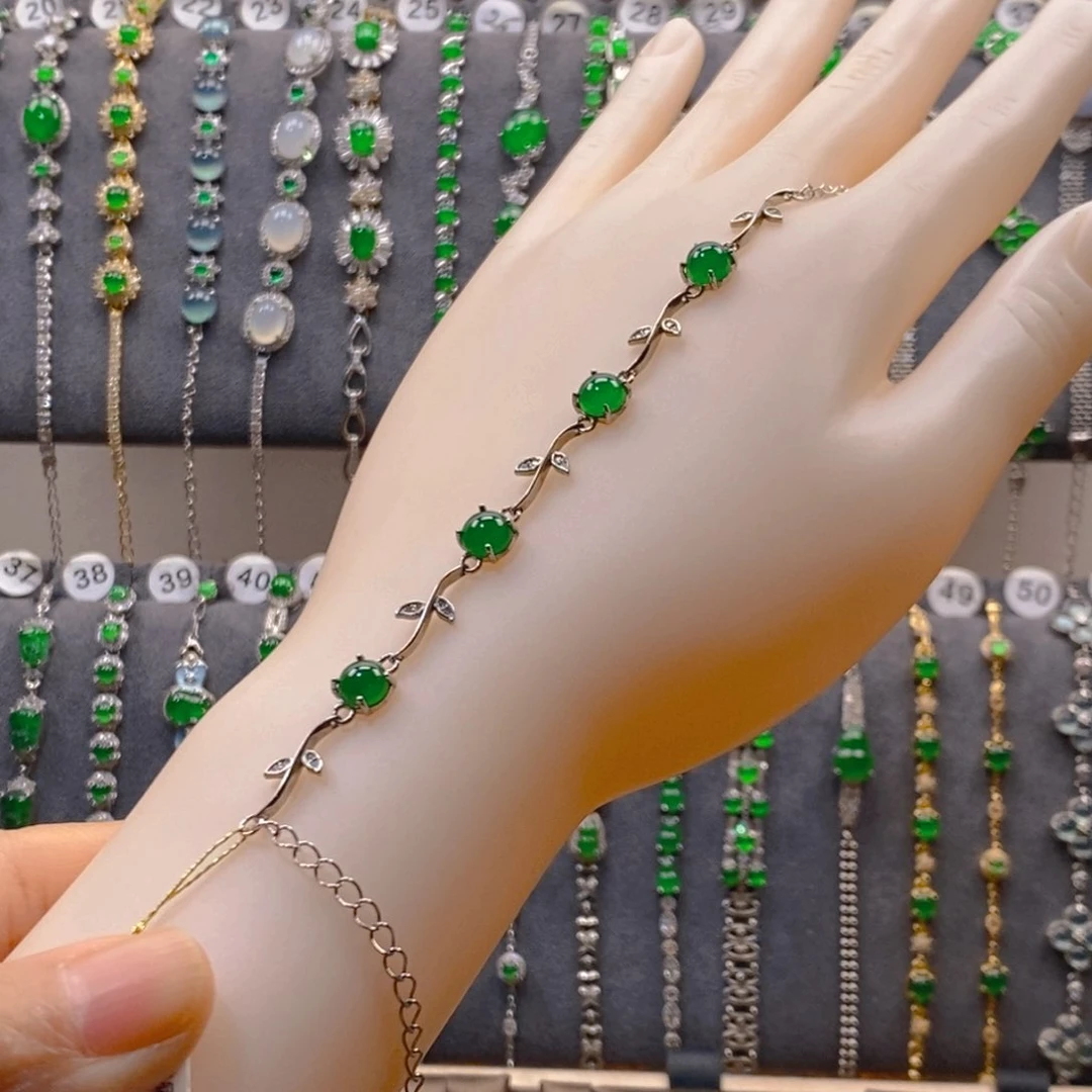 颈饰银S925镶嵌翡翠翡翠手链