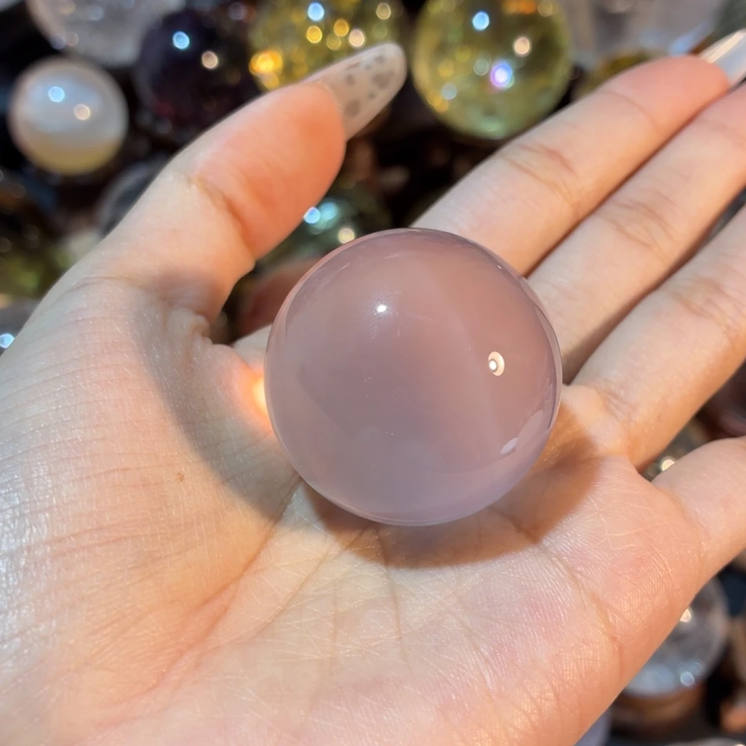 水晶珠宝半成品未镶嵌冰种星光粉35.5mm