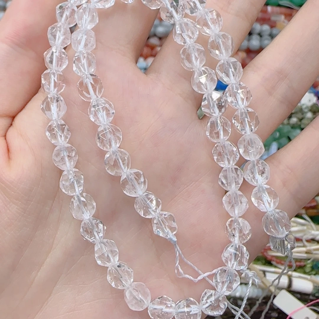 玛瑙/玉髓未镶嵌珠宝半成品天然白水晶切面一条卡6