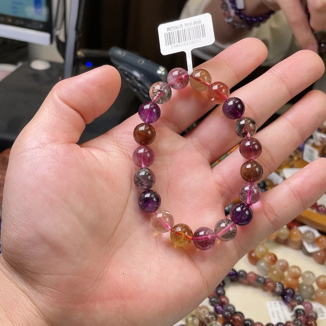 水晶手链未镶嵌彩极光多宝10mm