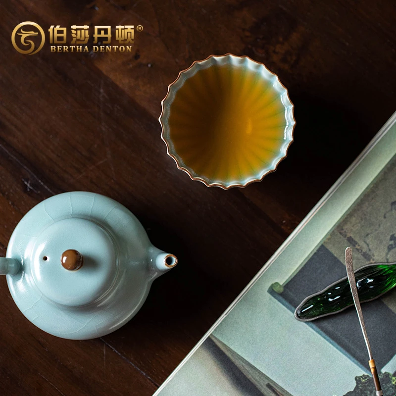 汝窑茶杯家用陶瓷茶盏功夫茶具品茗杯主人杯冰裂纹