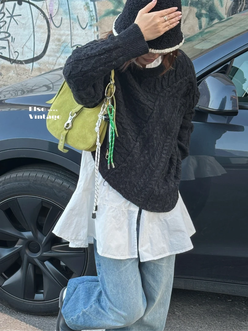 95新 MIU MIU/缪缪 Miumiu麂皮苹果绿hobo手提包