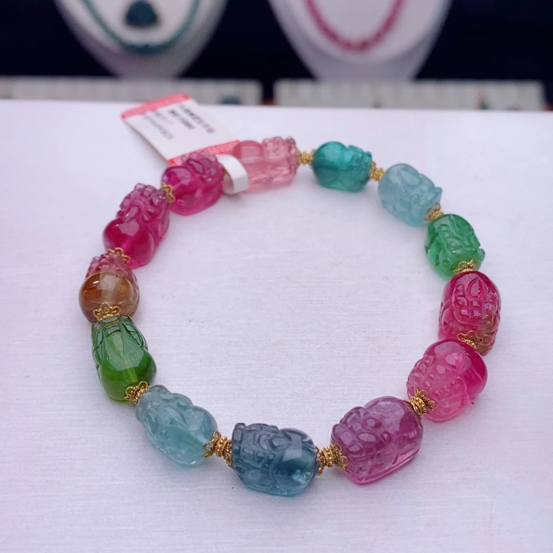 18K金镶嵌手链碧玺貔貅手链yy