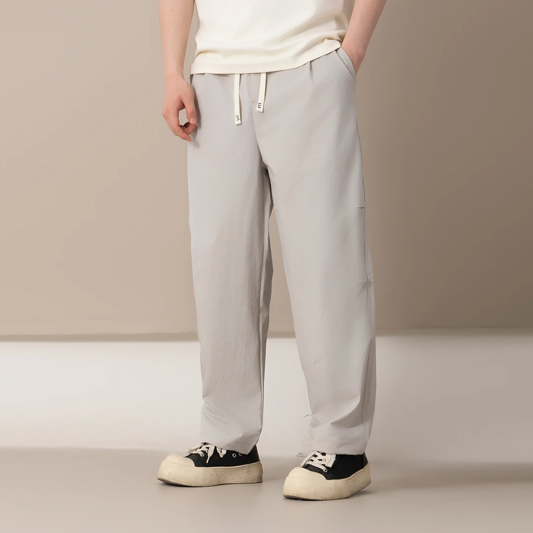 【小宝男装】【桑蚕丝休闲裤】-25033夏季百搭遮肉宽松显瘦休闲裤