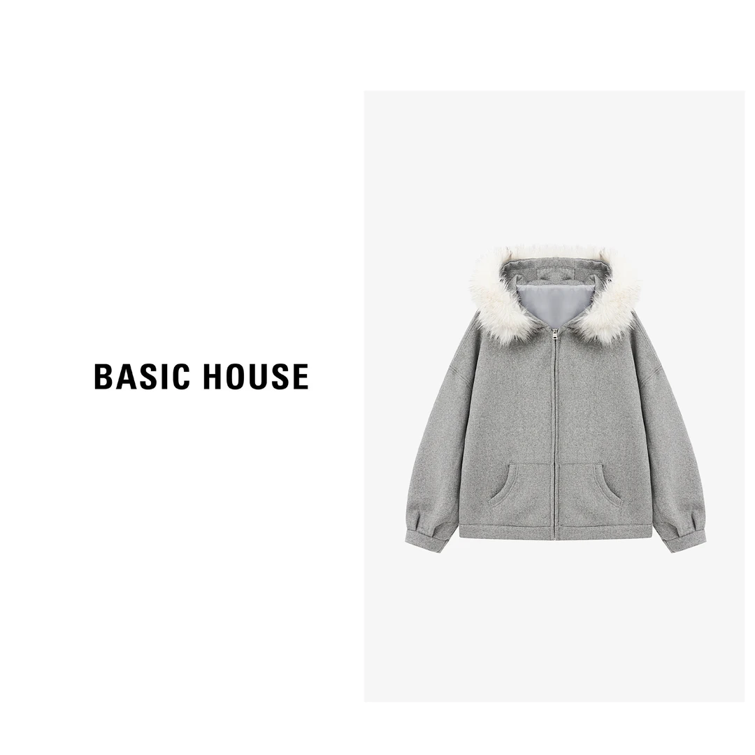 Basic House/百家好休闲宽松连帽百搭通勤外套-B0625B5NFI2