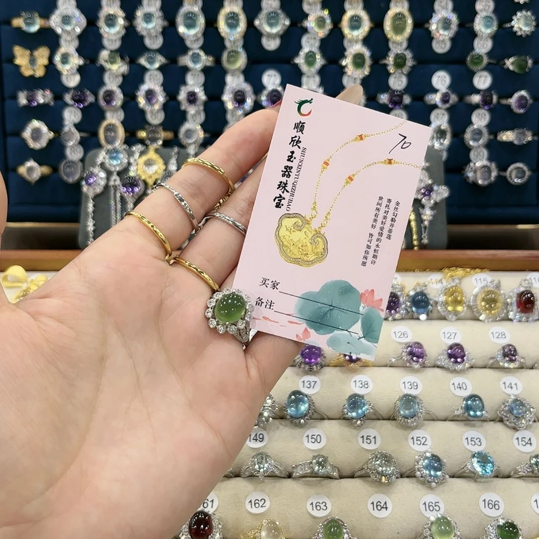 蛇纹石玉女款银S925镶嵌一***下戒指70