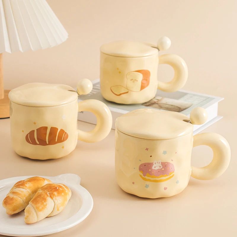 奶fufu可爱杯子女生高颜值陶瓷马克杯带盖勺情侣咖啡早餐杯办公室